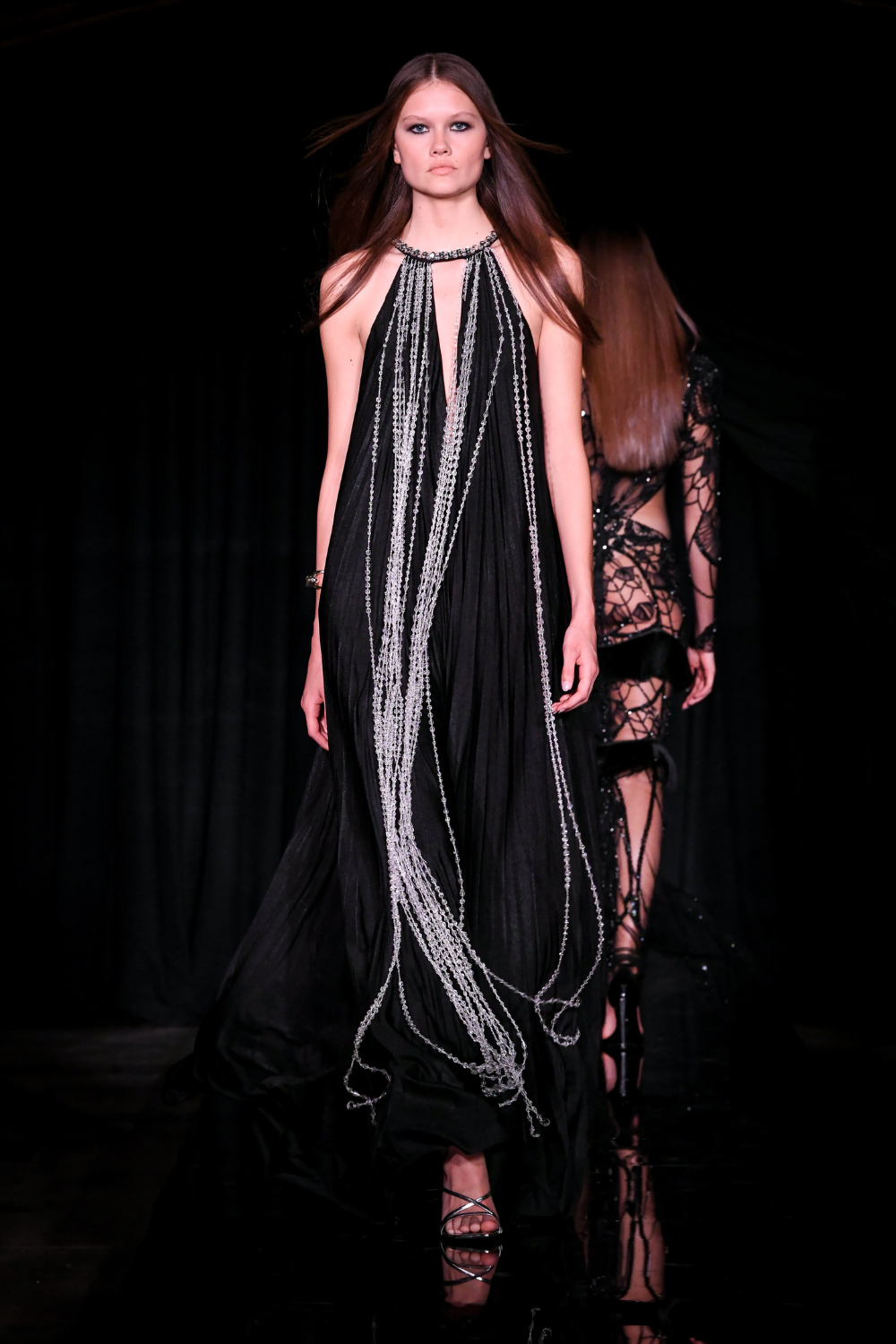 Moonlight Crystal Beaded Maxi Dress