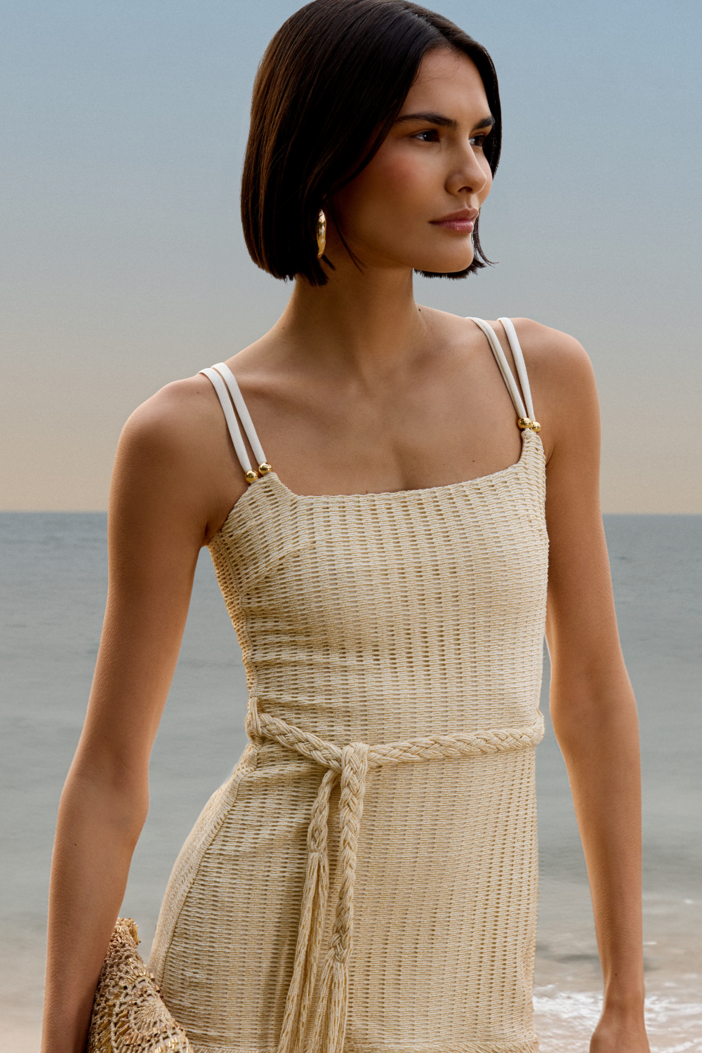 METALLIC KNIT MINI DRESS