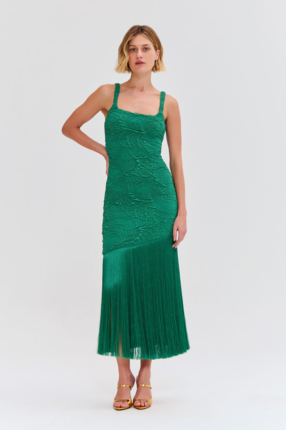 Jacquard Fringe Maxi Dress