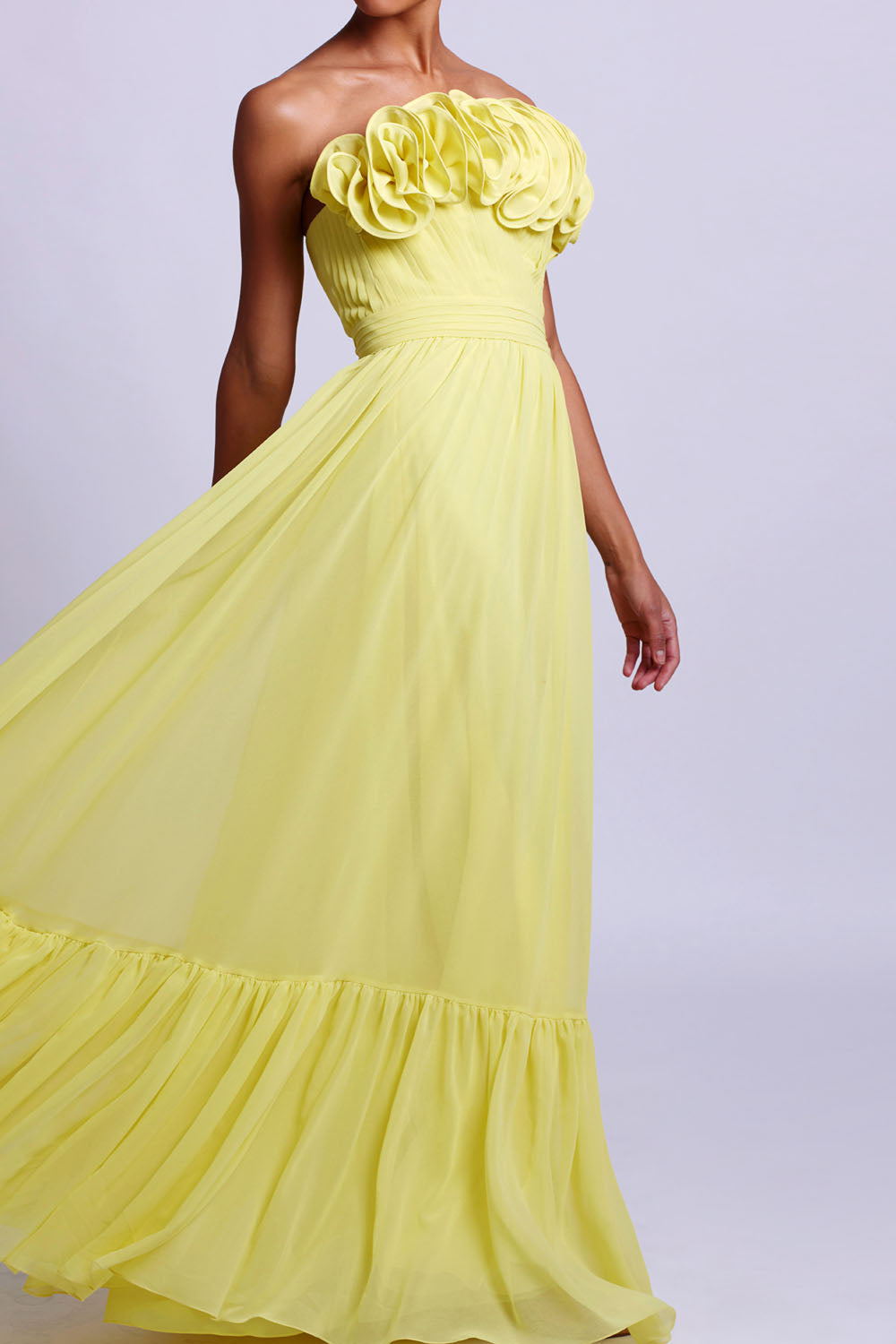 Pleated Strapless Maxi Dress
