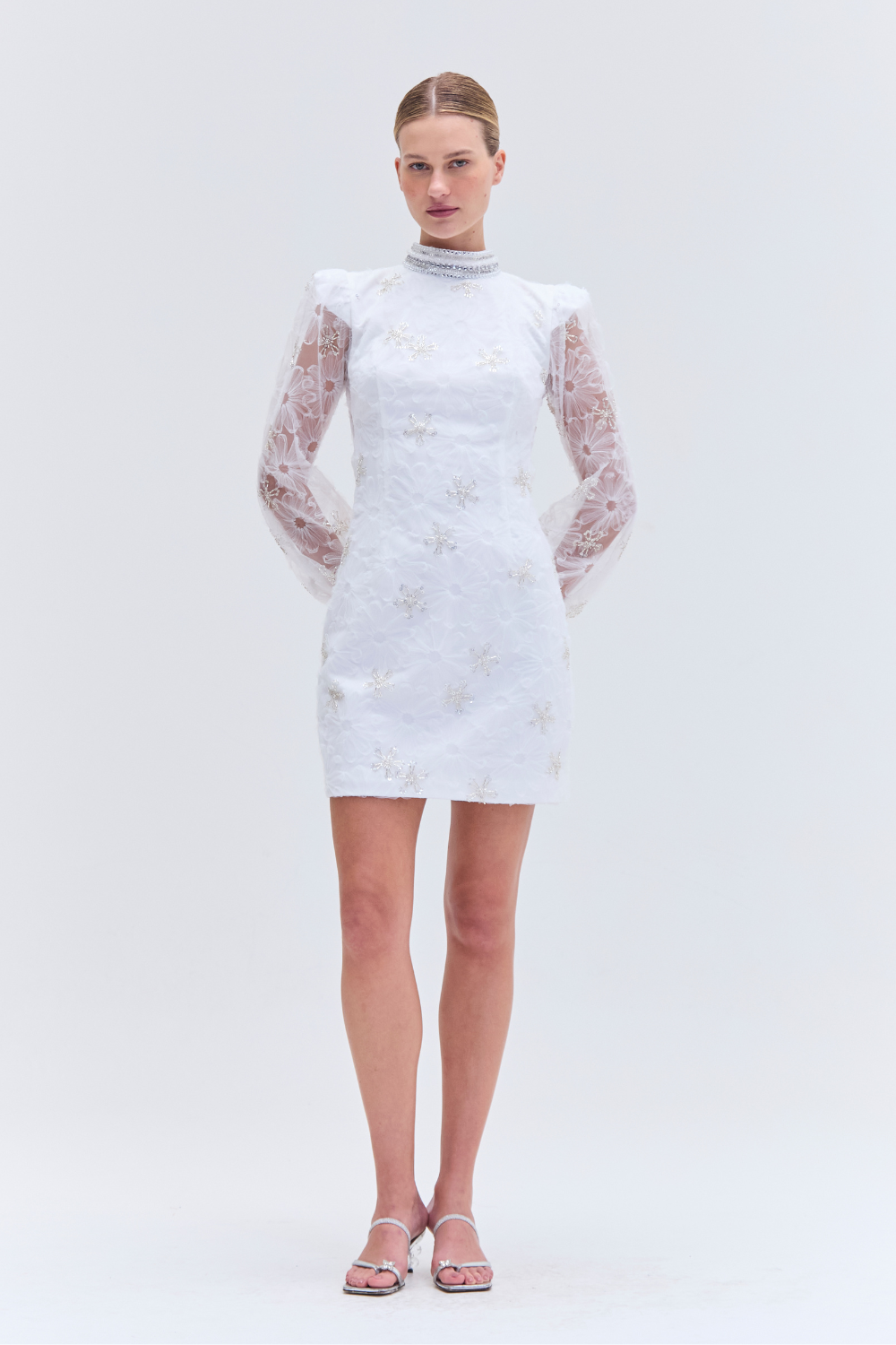 BEADED LACE MINI DRESS