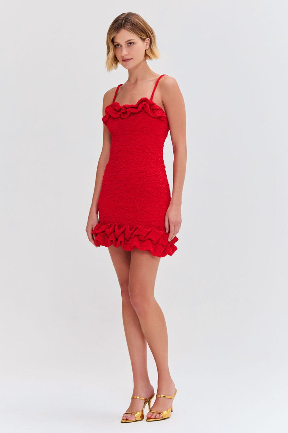 PAPILLON JACQUARD FLUTTER MINI DRESS