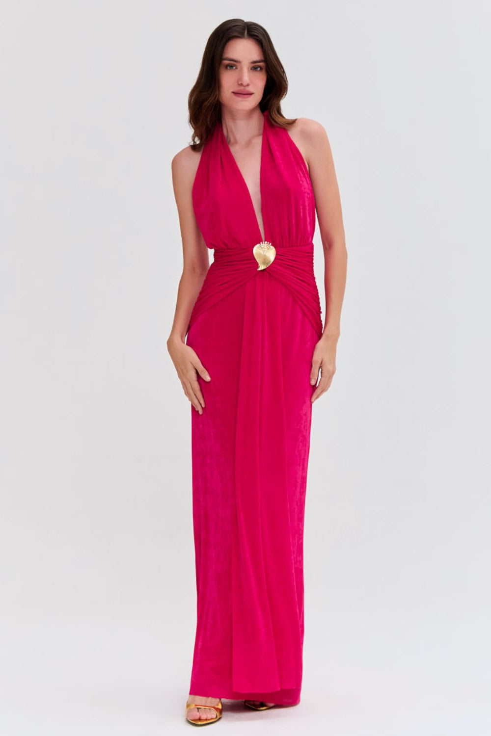 RADIANT JERSEY HALTERNECK GOWN