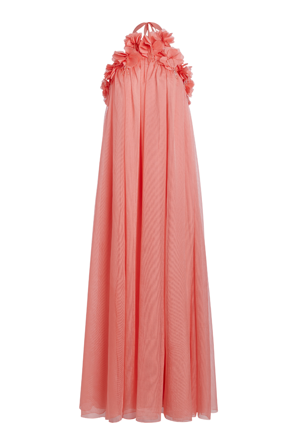 Hand-Embroidered 3D Flower Gown