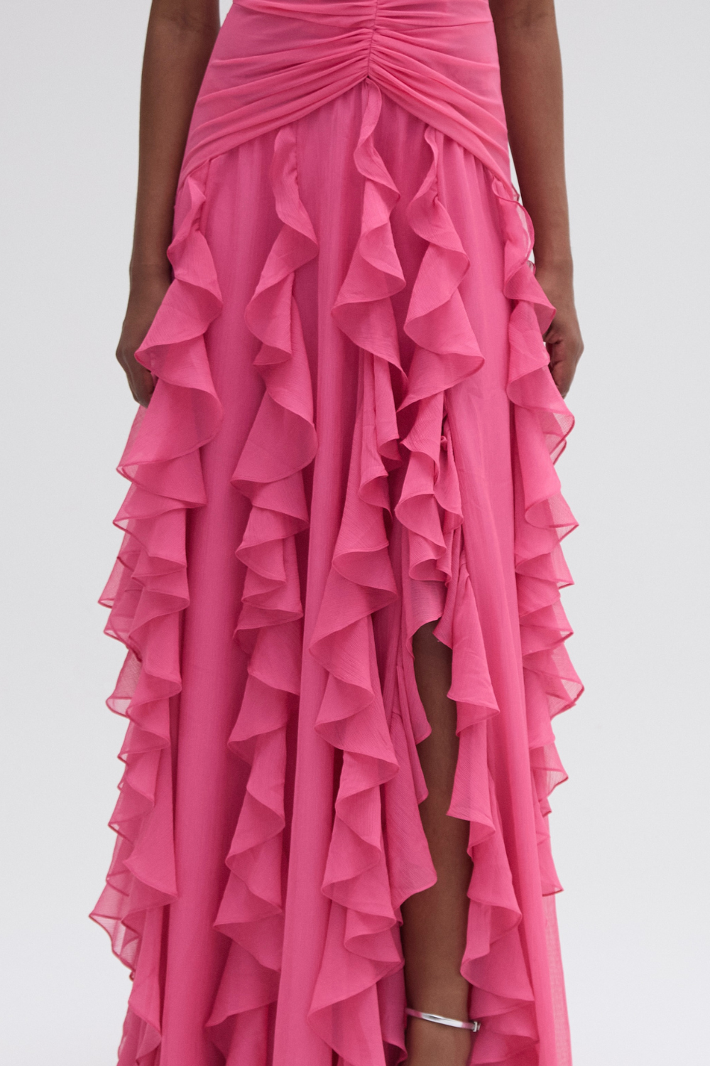 SILK PLISSE PLUNGE GOWN