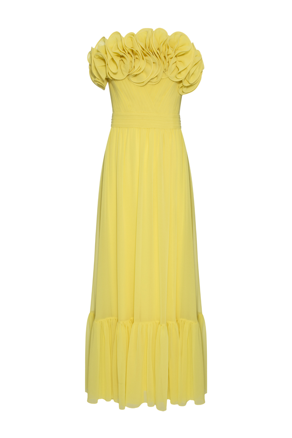 Pleated Strapless Maxi Dress