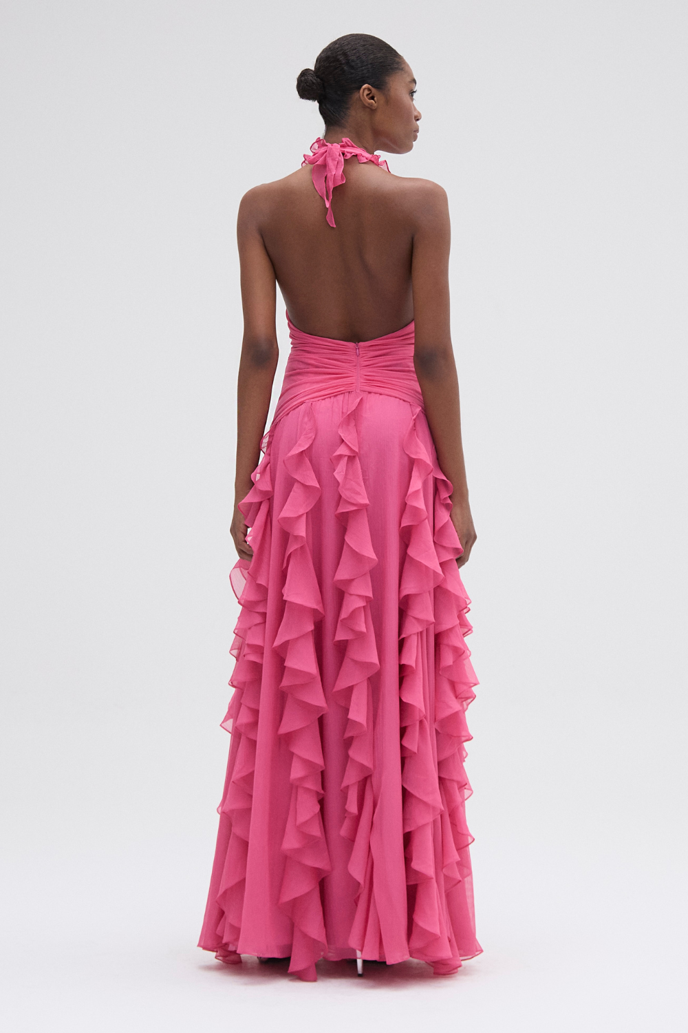 SILK PLISSE PLUNGE GOWN
