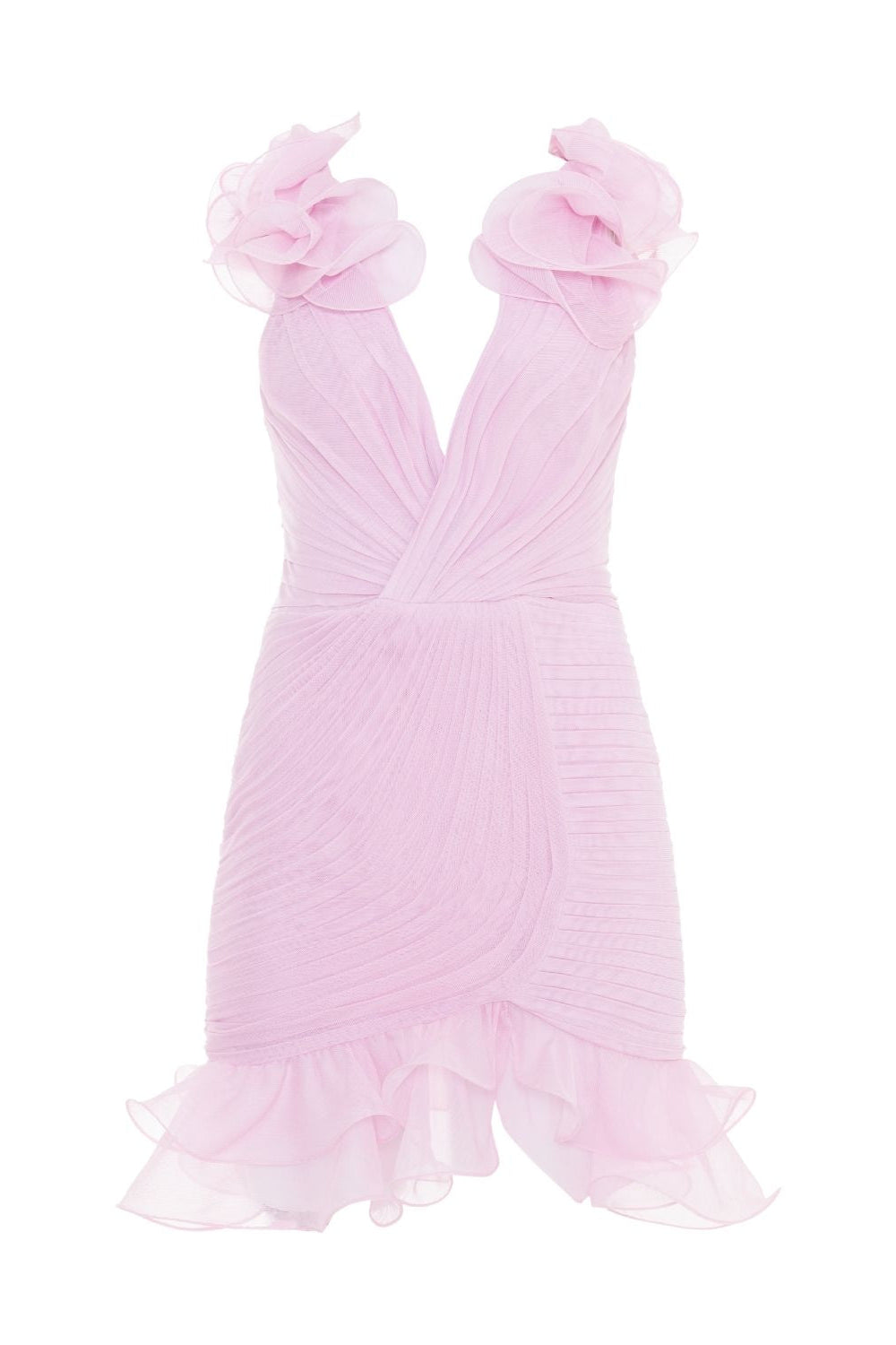 SILK PLISSE FLUTTER MINI DRESS