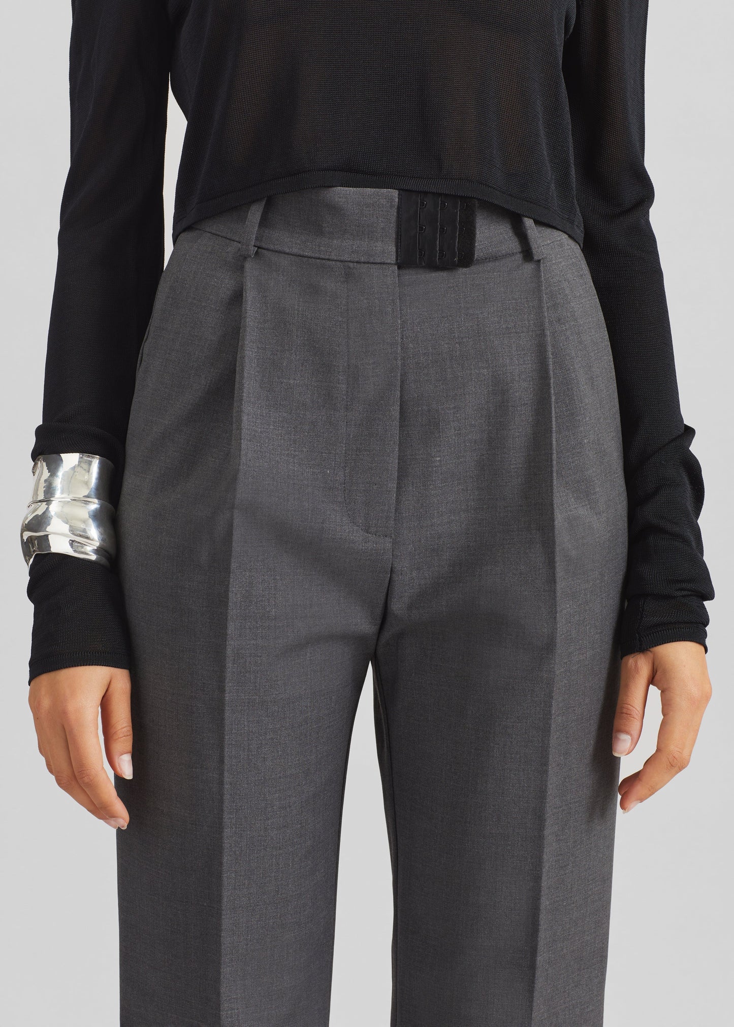 Bevza High-Waisted Trousers - Dark Grey