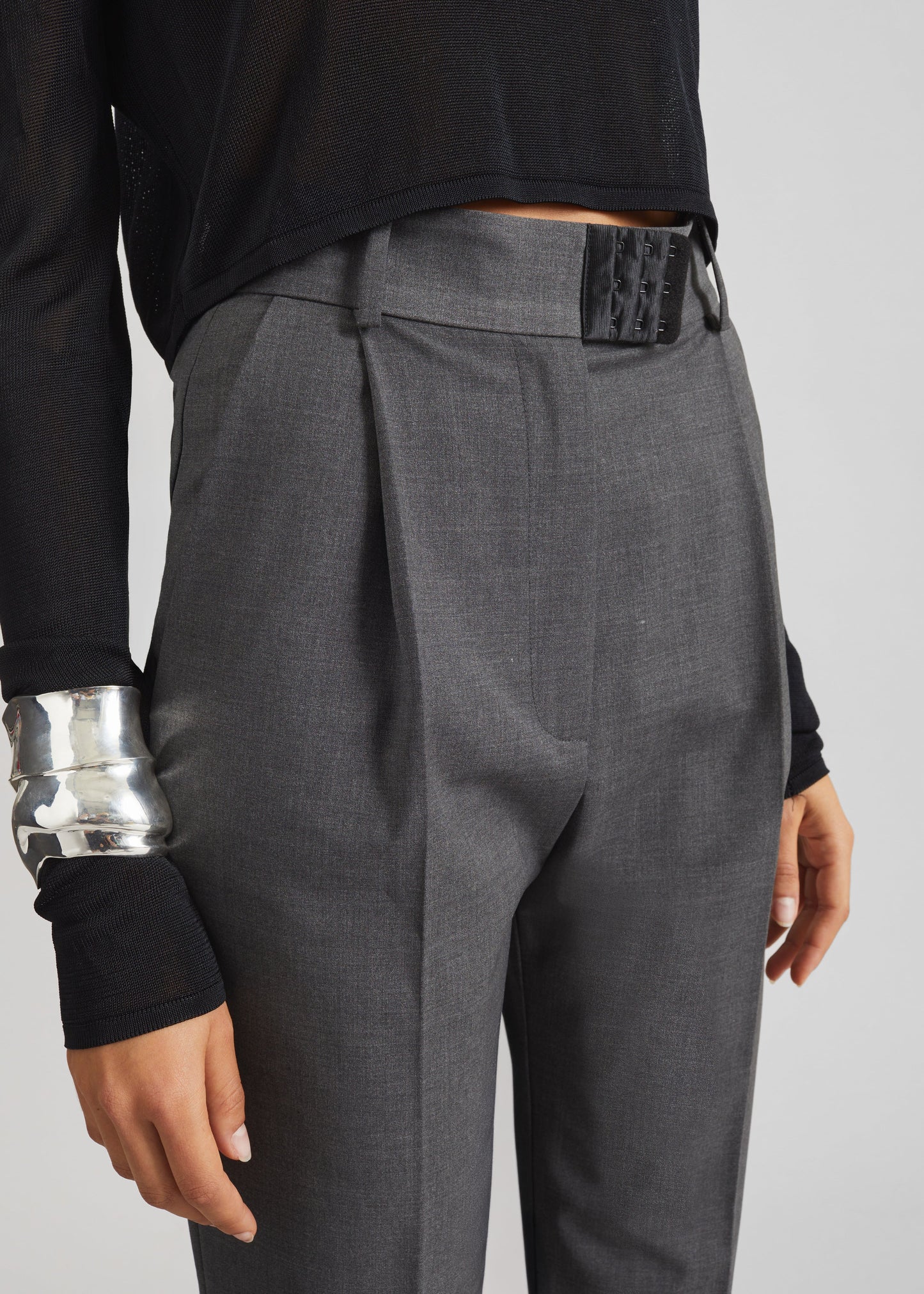 Bevza High-Waisted Trousers - Dark Grey