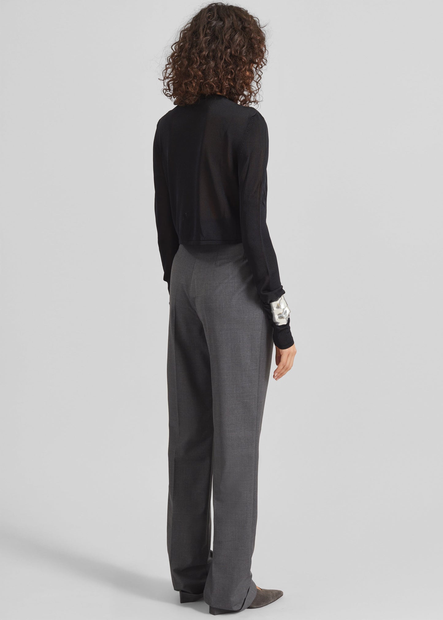 Bevza High-Waisted Trousers - Dark Grey