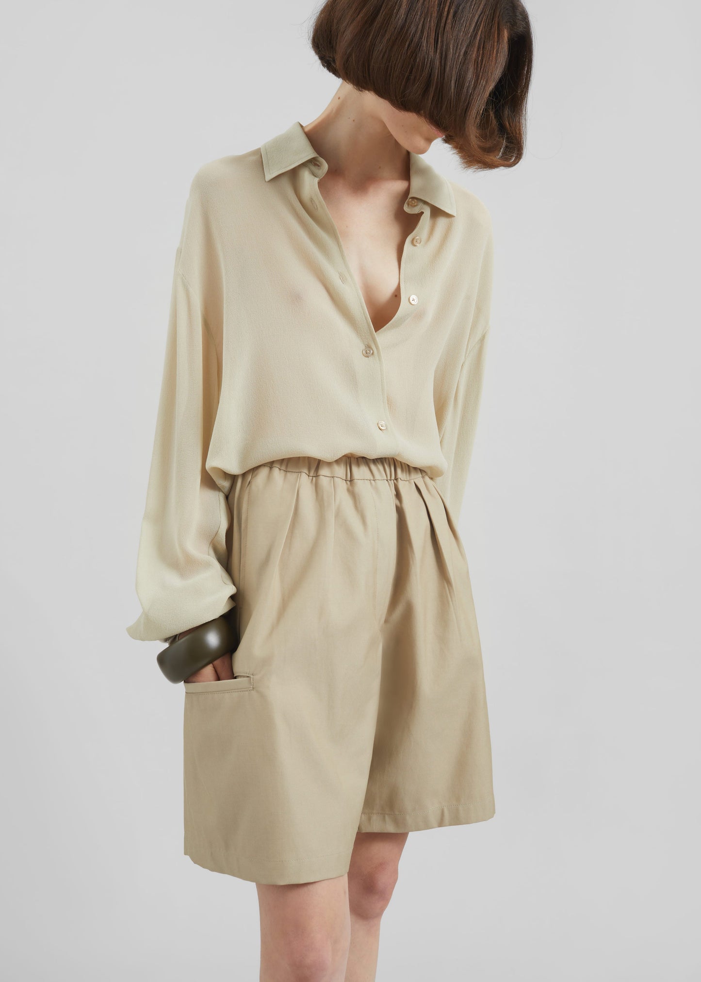 Bora Cotton Chino Shorts - Beige