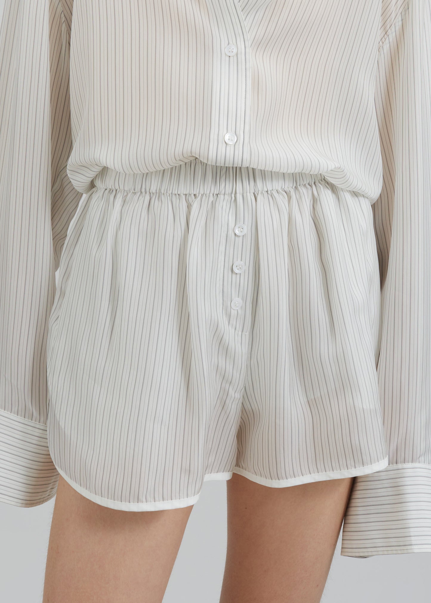 Brenna Double Striped Shorts - White/Black Stripe