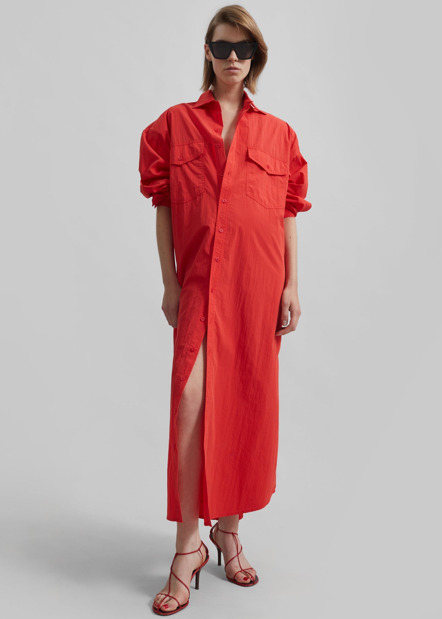 Calren Shirt Dress - Red