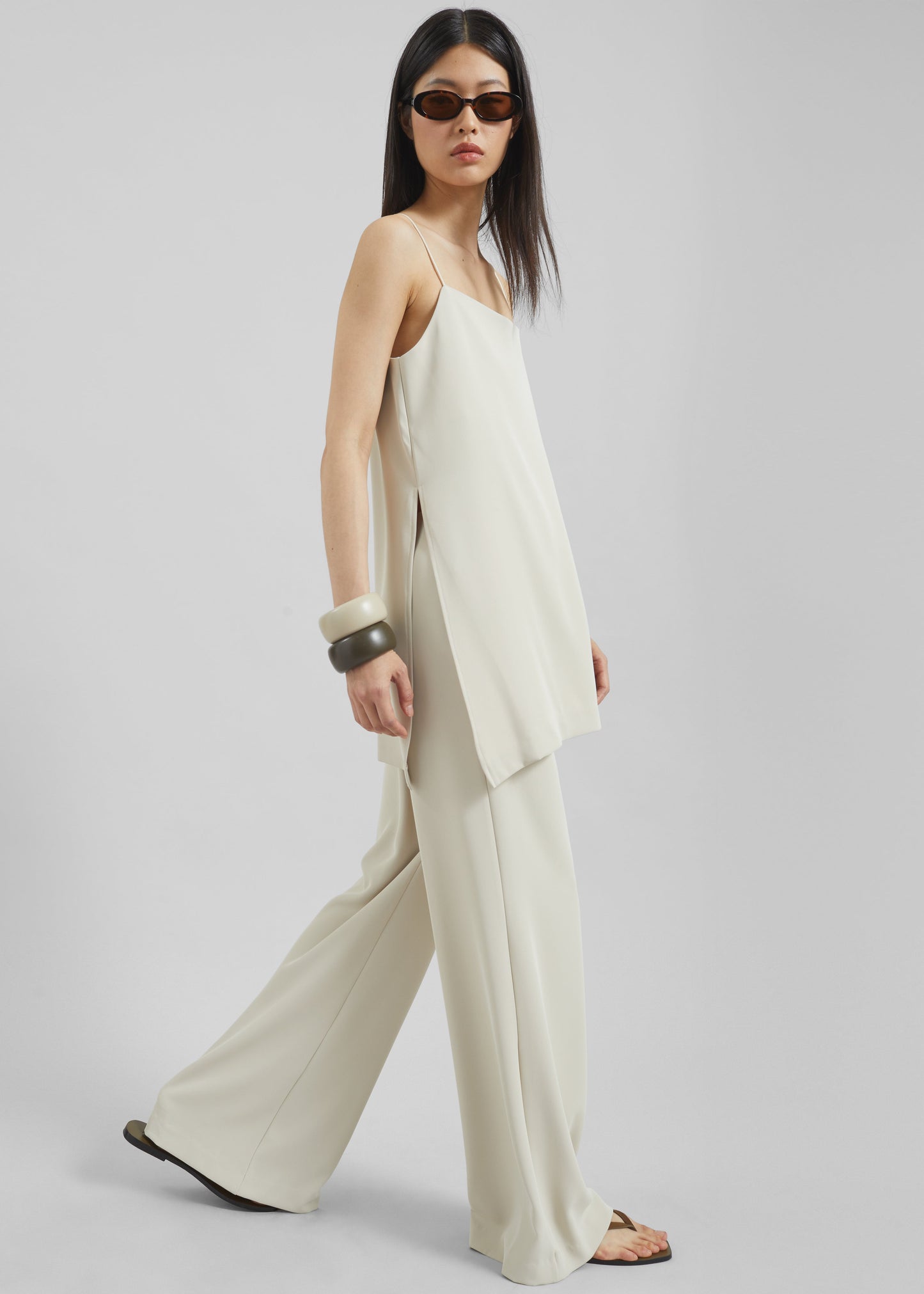 Celano Fluid Wide Pants - Light Beige