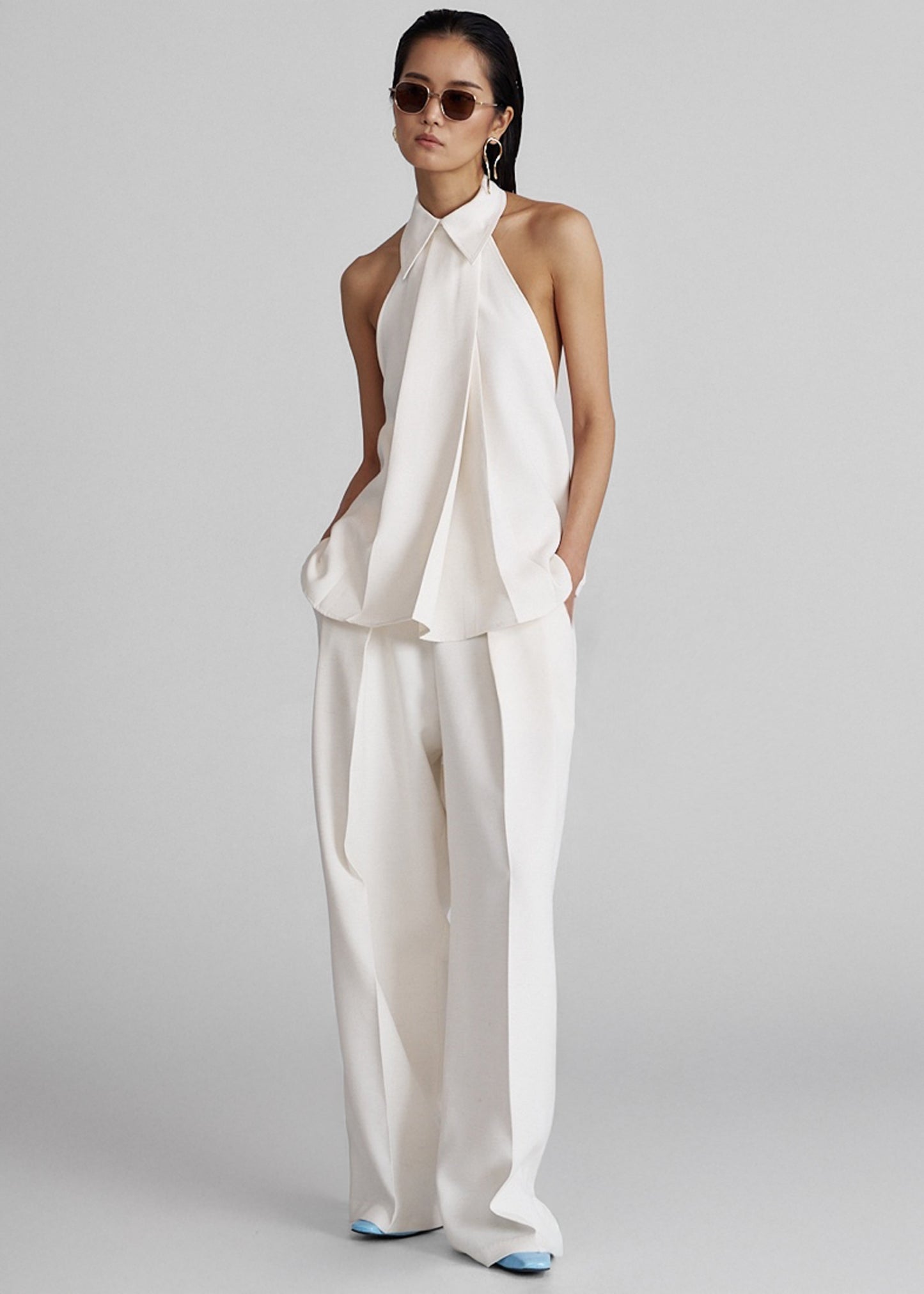 Corsham Pleated Trousers - White