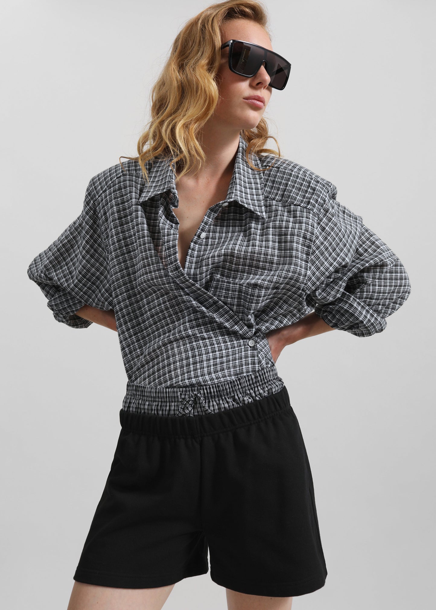 Cressy Double Waistband Shorts - Black