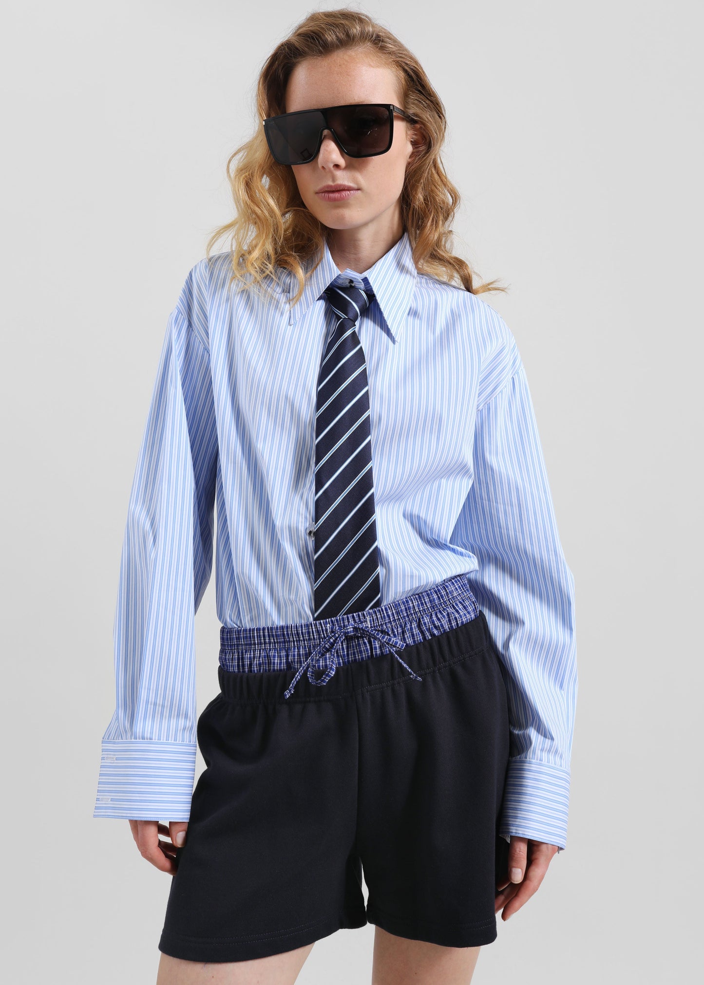 Cressy Double Waistband Shorts - Navy