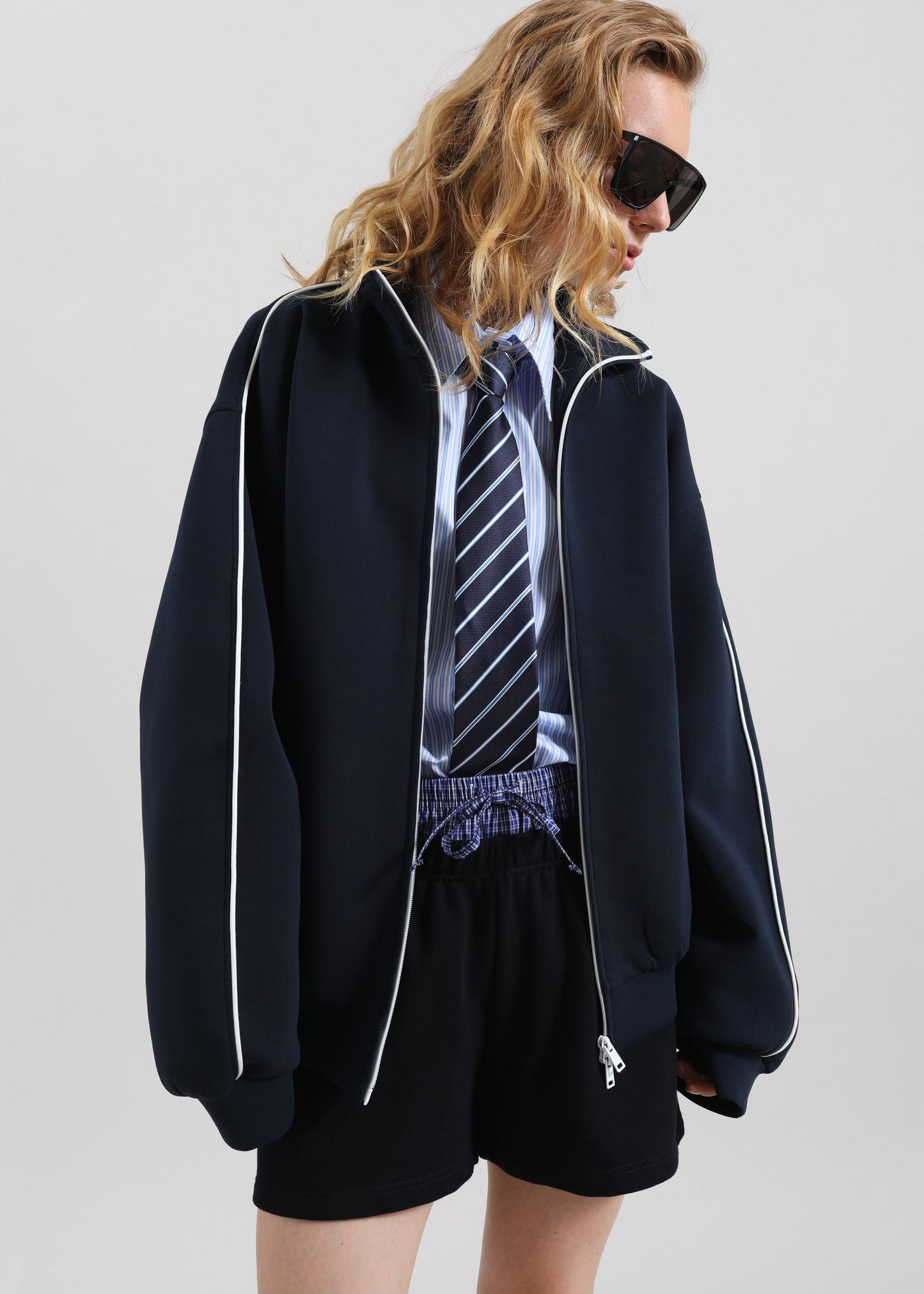 Cressy Double Waistband Shorts - Navy