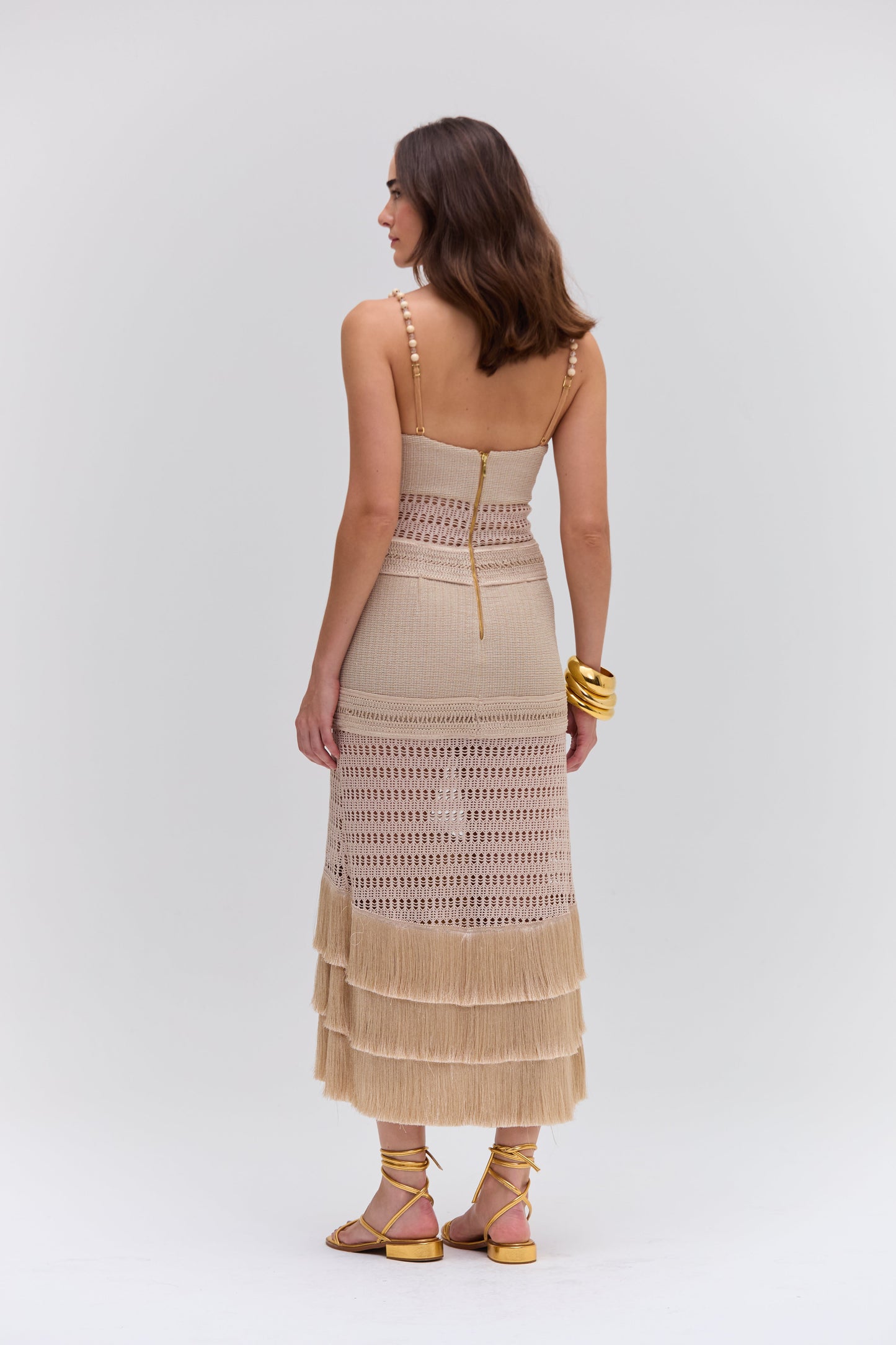 METALLIC KNIT MIDI DRESS