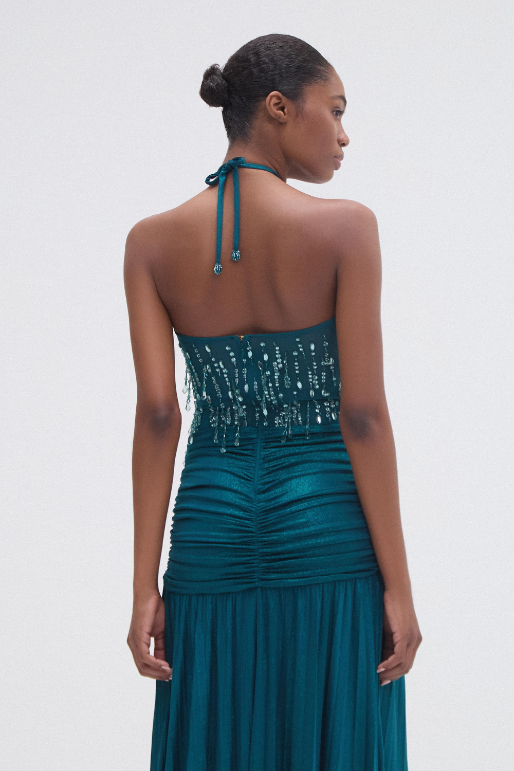 Hand-Beaded Tulle and Jersey Gown