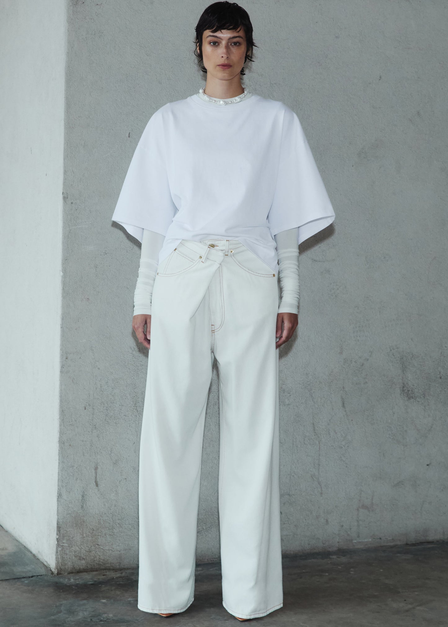Darkpark Ines Fold Over Denim - Washed White