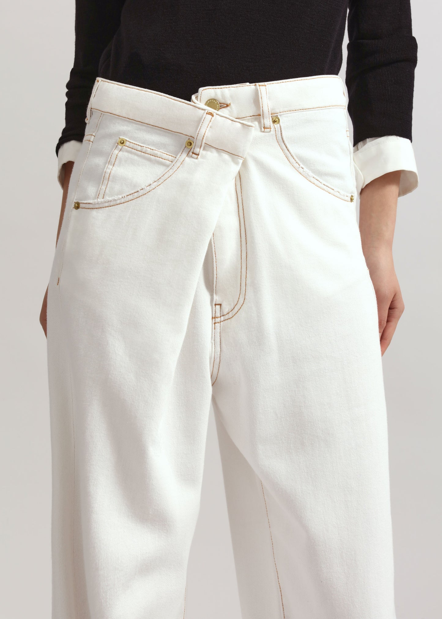 Darkpark Ines Fold Over Denim - Washed White