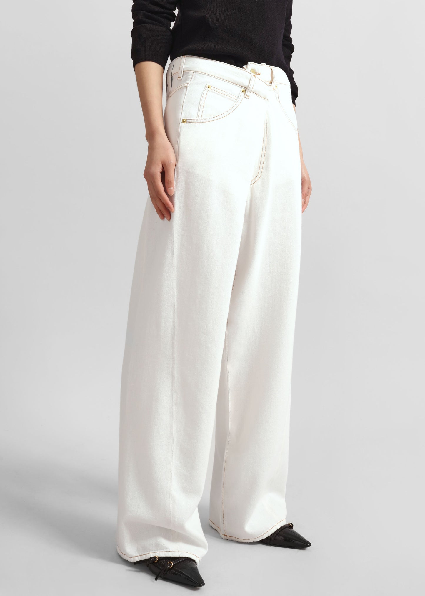 Darkpark Ines Fold Over Denim - Washed White