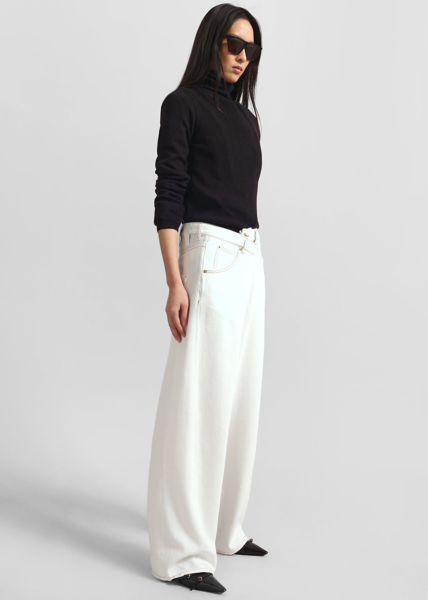 Darkpark Ines Fold Over Denim - Washed White