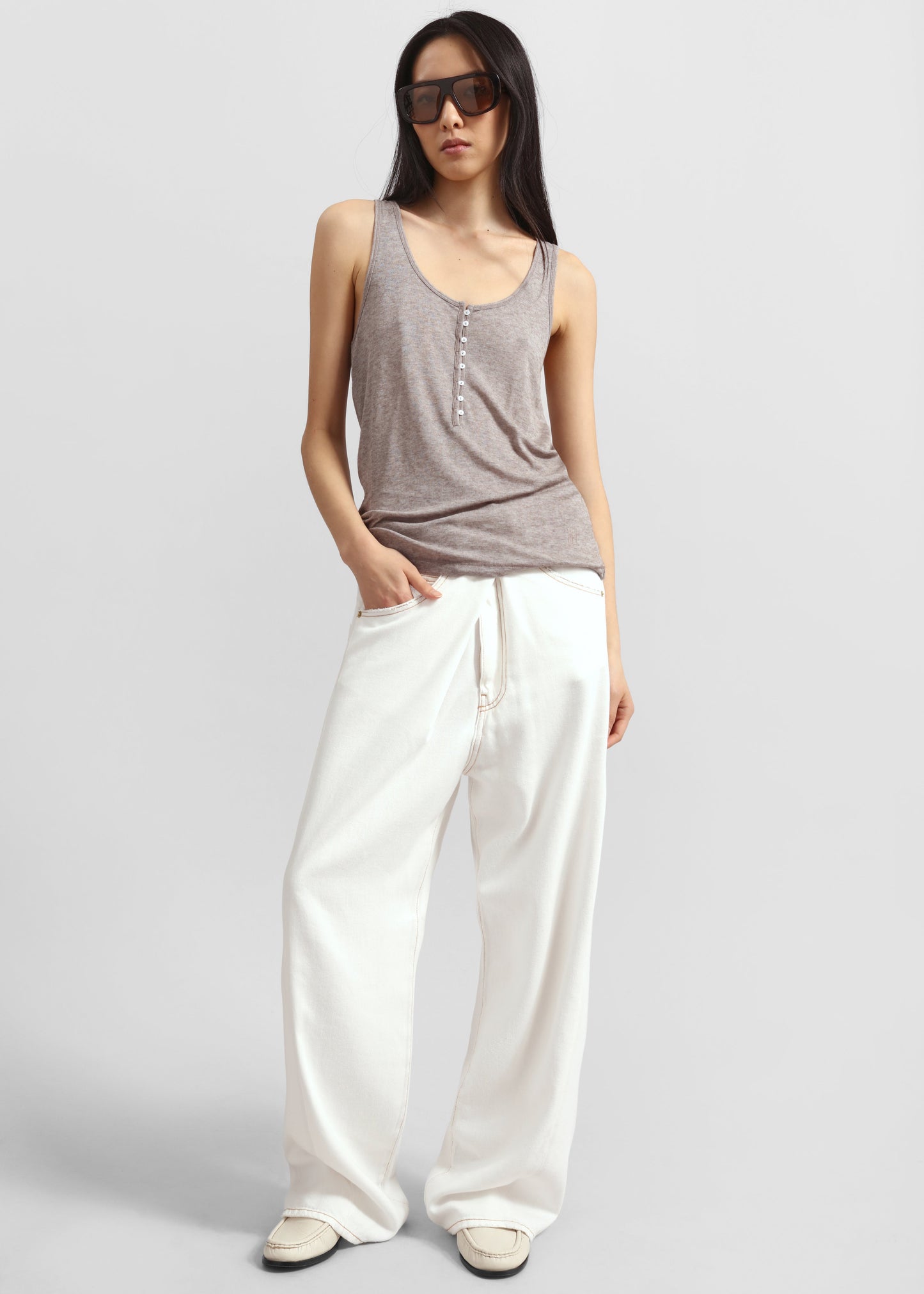 Darkpark Ines Fold Over Denim - Washed White