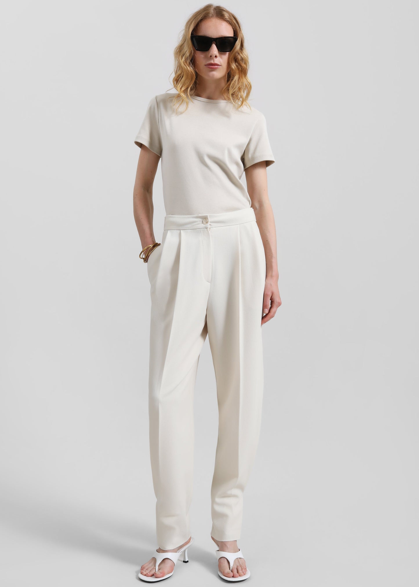 Dina Pleated Trousers - Cream