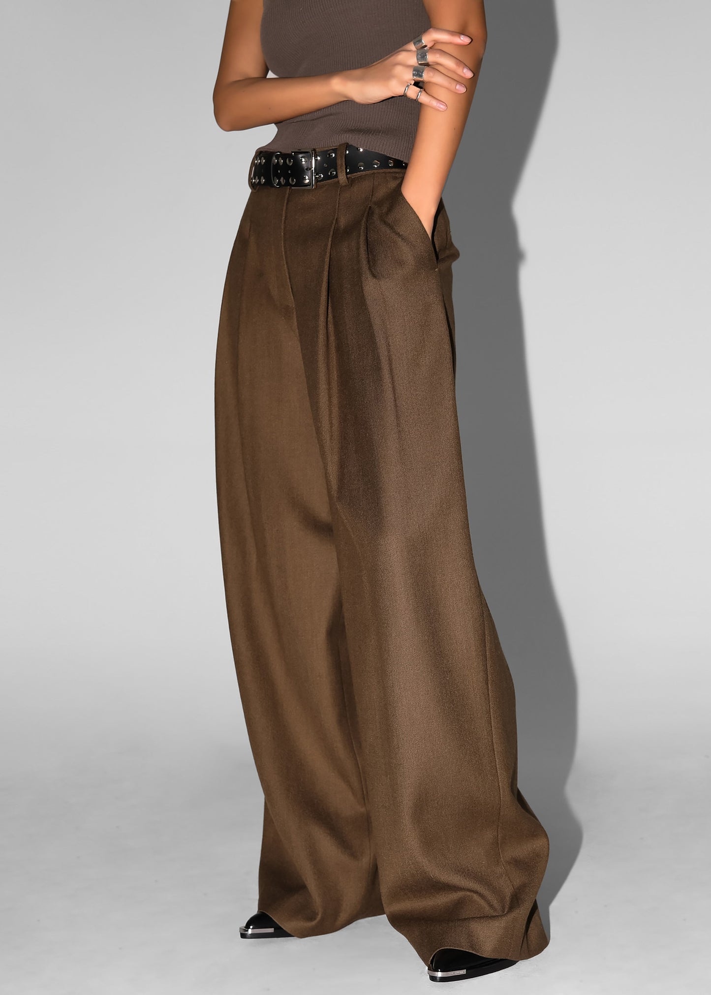 Halser Pintuck Trousers - Brown