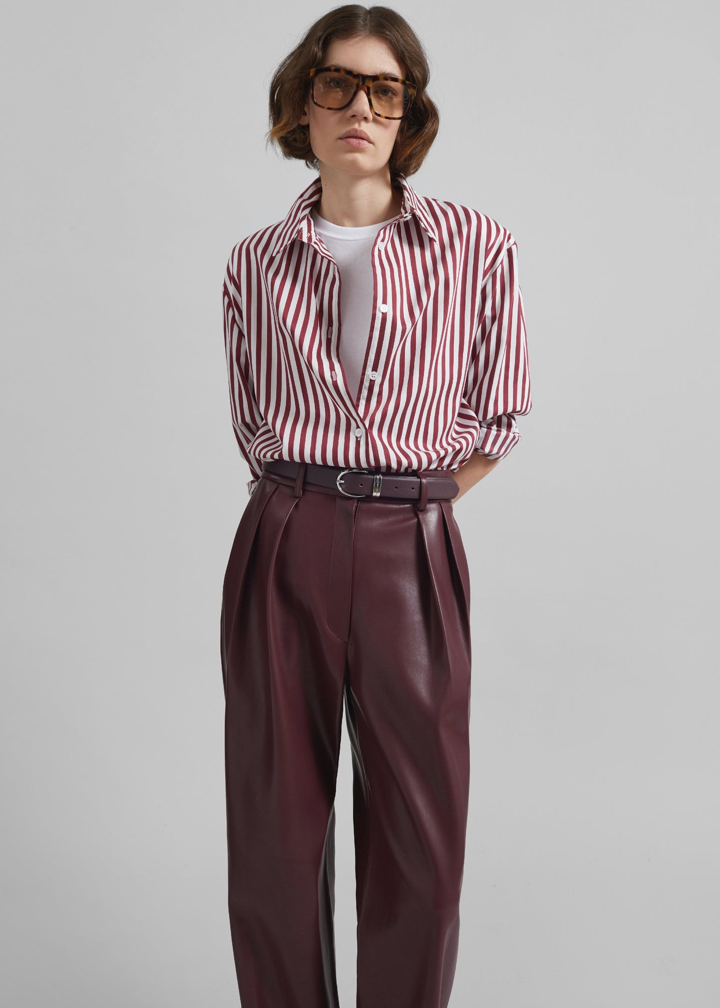 Helsinki Faux Leather Pants - Burgundy