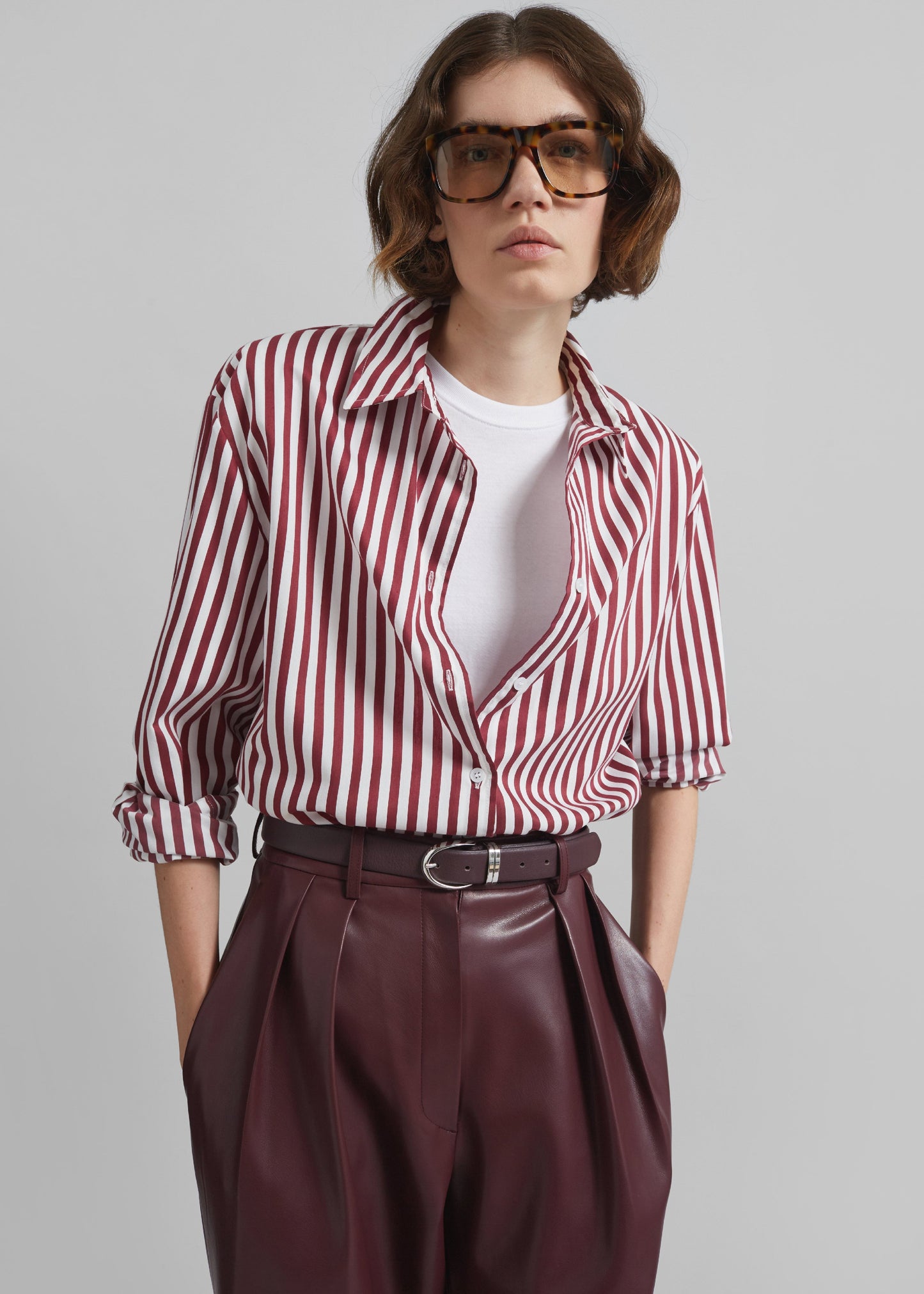 Helsinki Faux Leather Pants - Burgundy