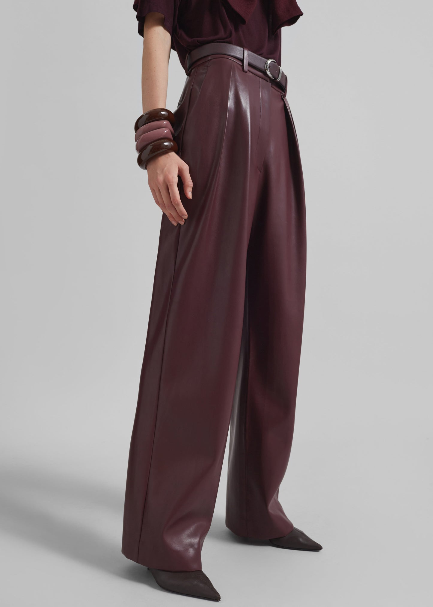 Helsinki Faux Leather Pants - Burgundy