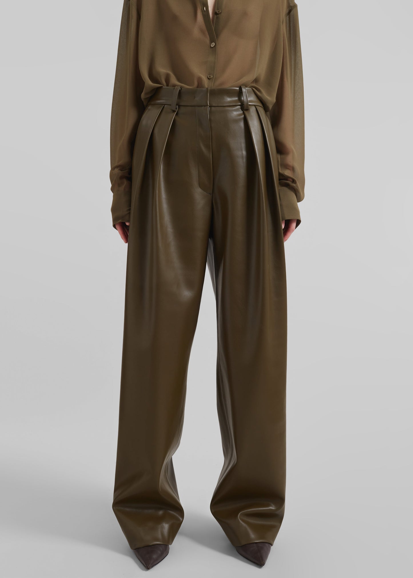 Helsinki Faux Leather Pants - Olive