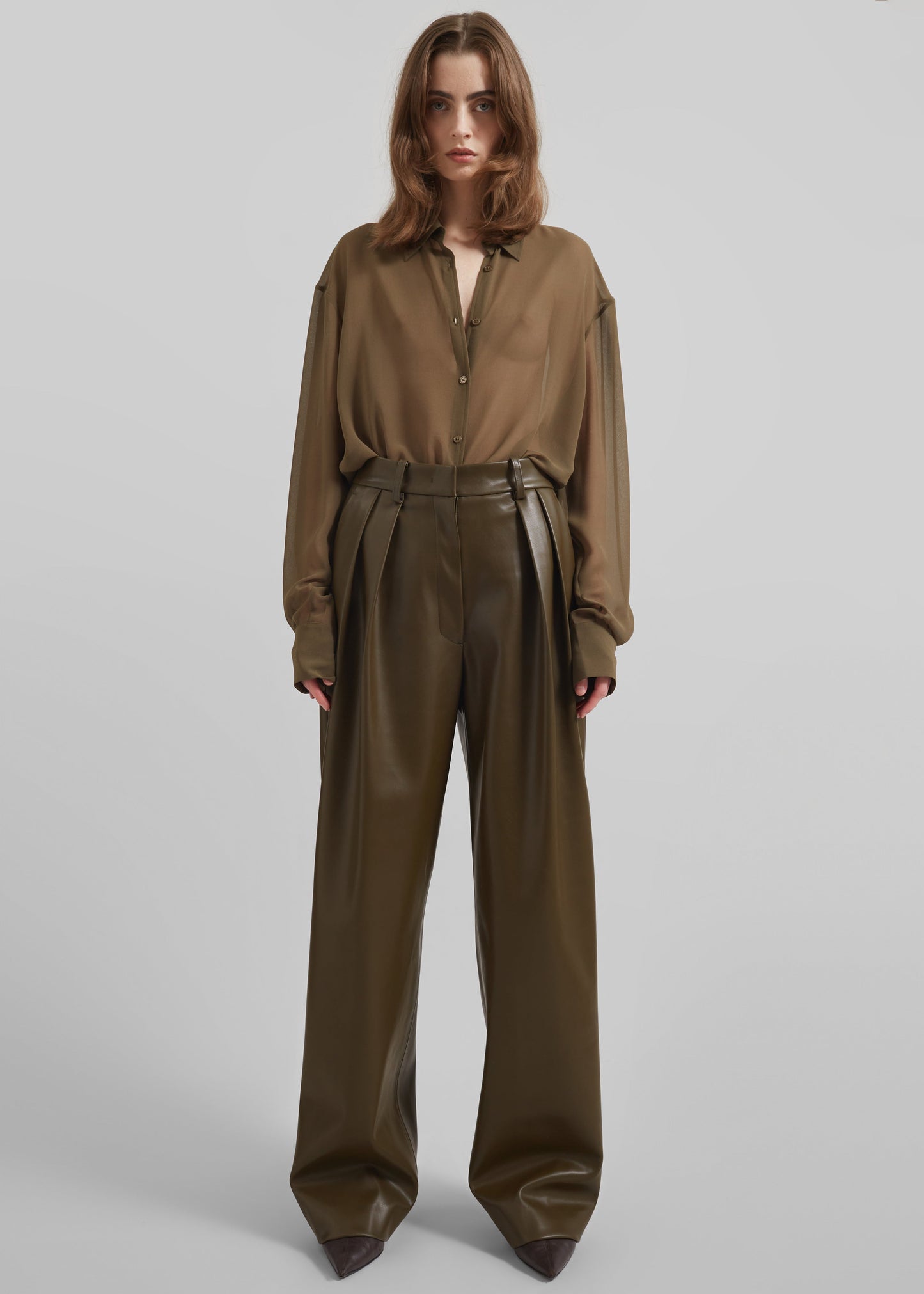 Helsinki Faux Leather Pants - Olive