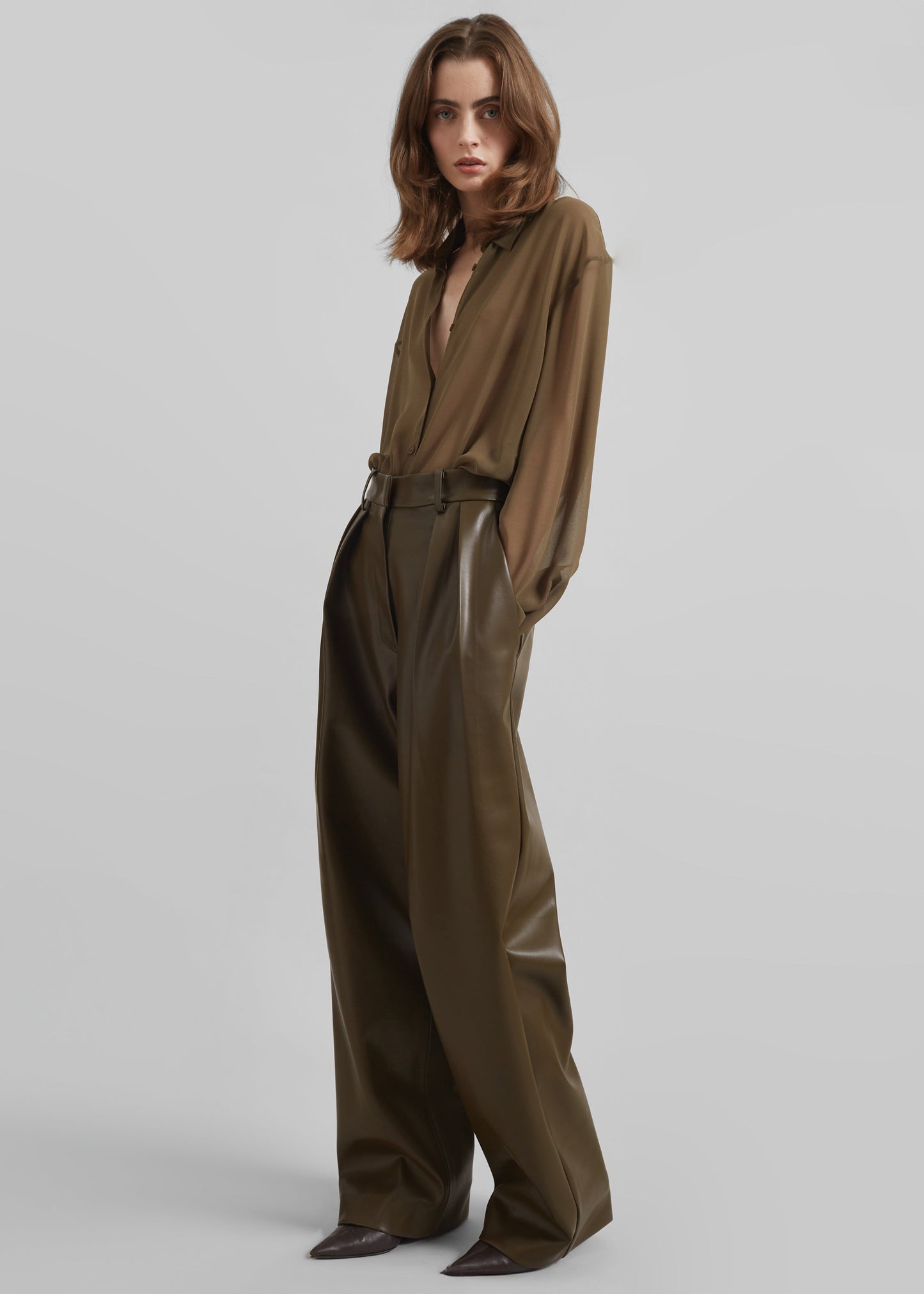 Helsinki Faux Leather Pants - Olive