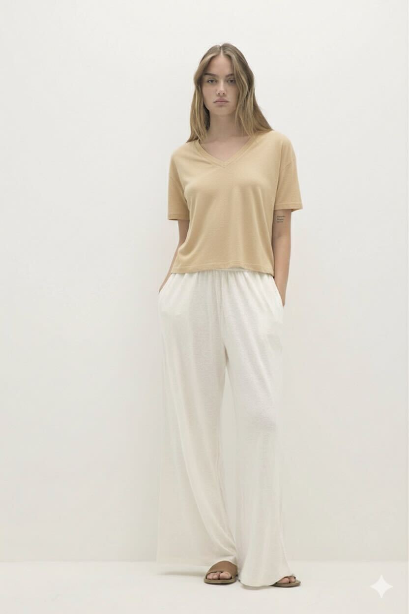 TAWNIE LINEN V-NECK TEE