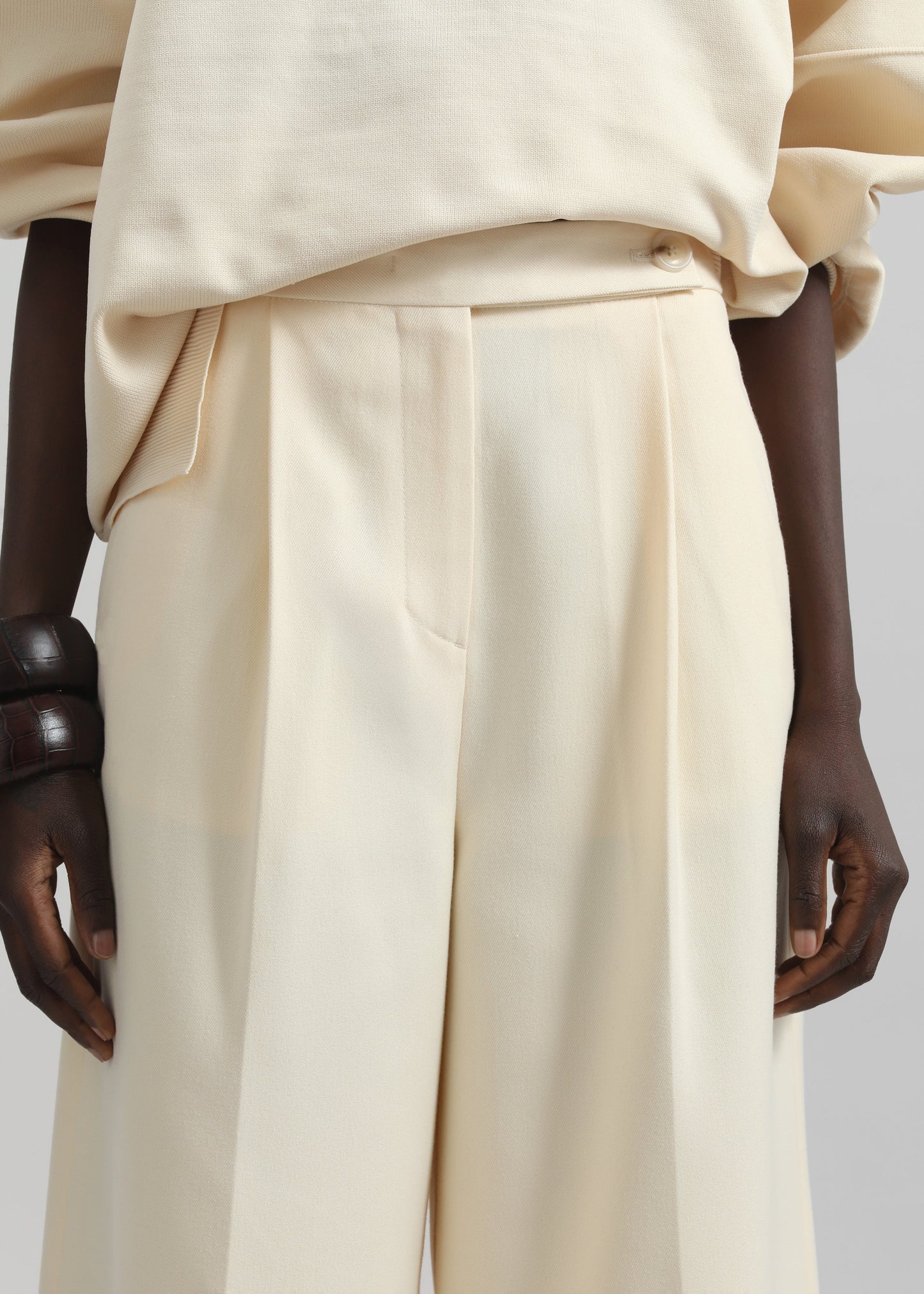 Kamila Wide Leg Trousers - Light Peach