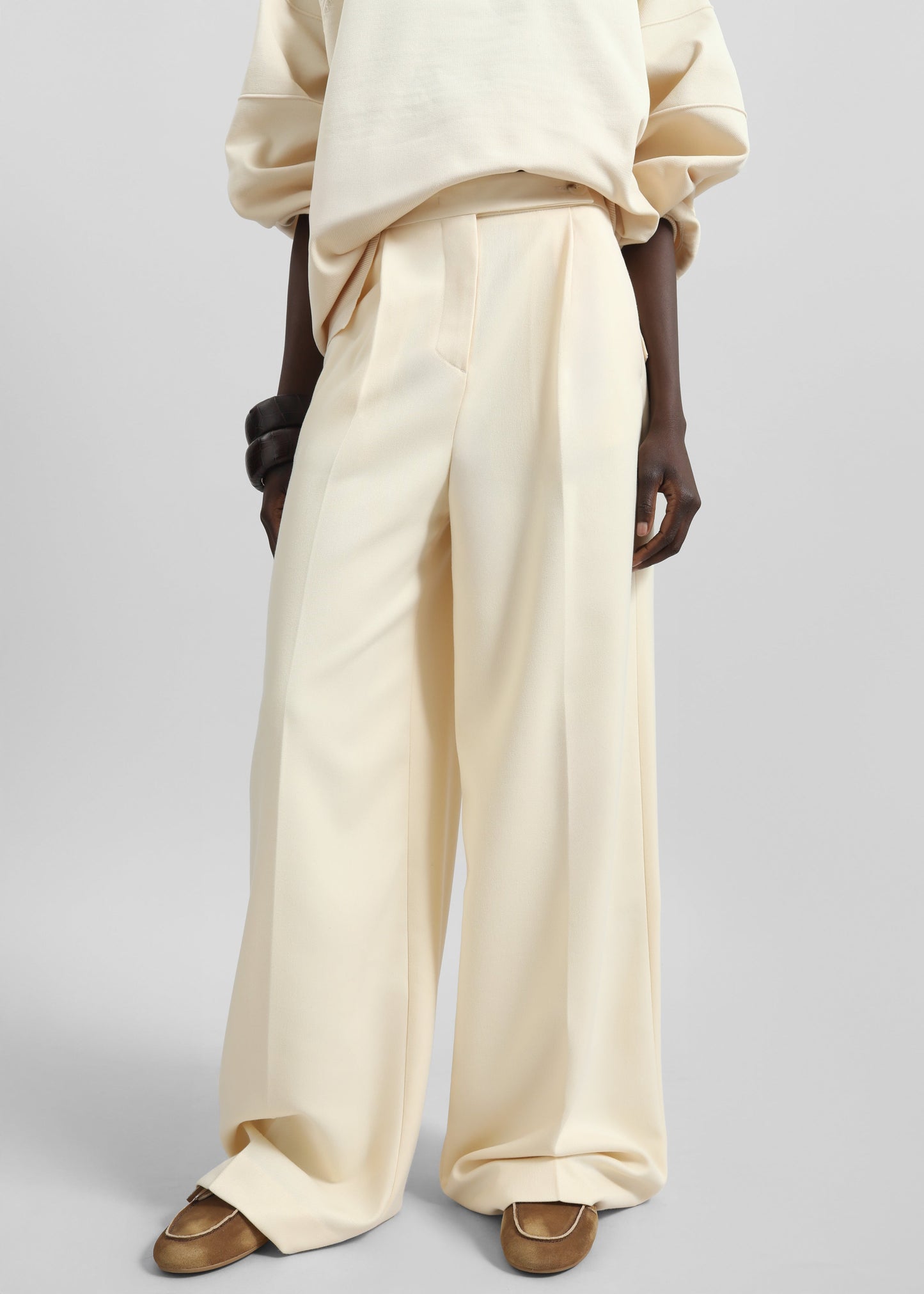 Kamila Wide Leg Trousers - Light Peach