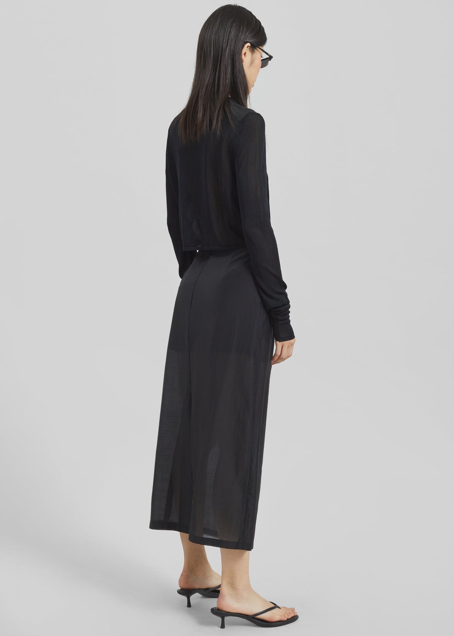 Lenore Semi Sheer Midi Skirt - Black
