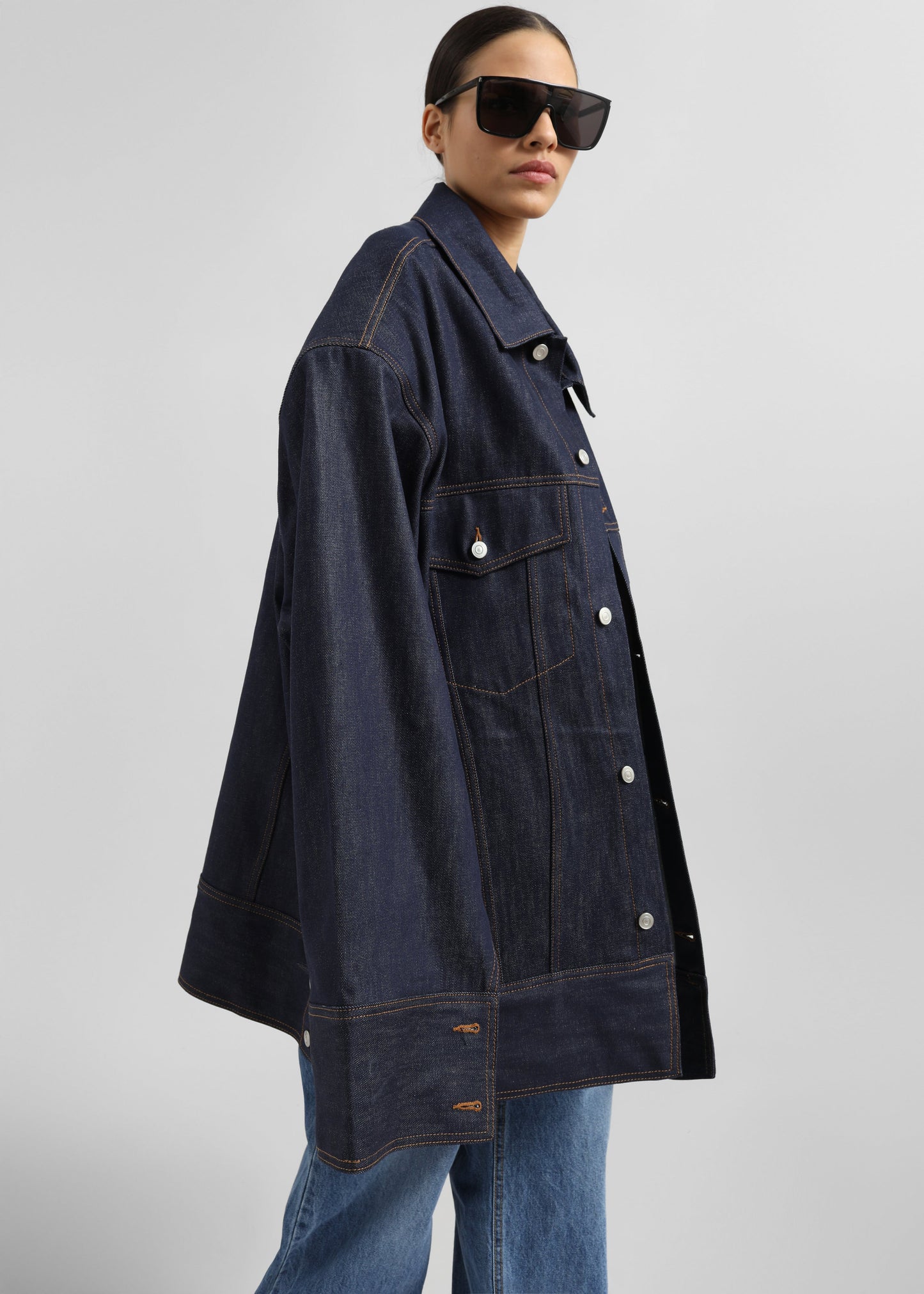 Leros Oversized Denim Jacket - Dark Wash