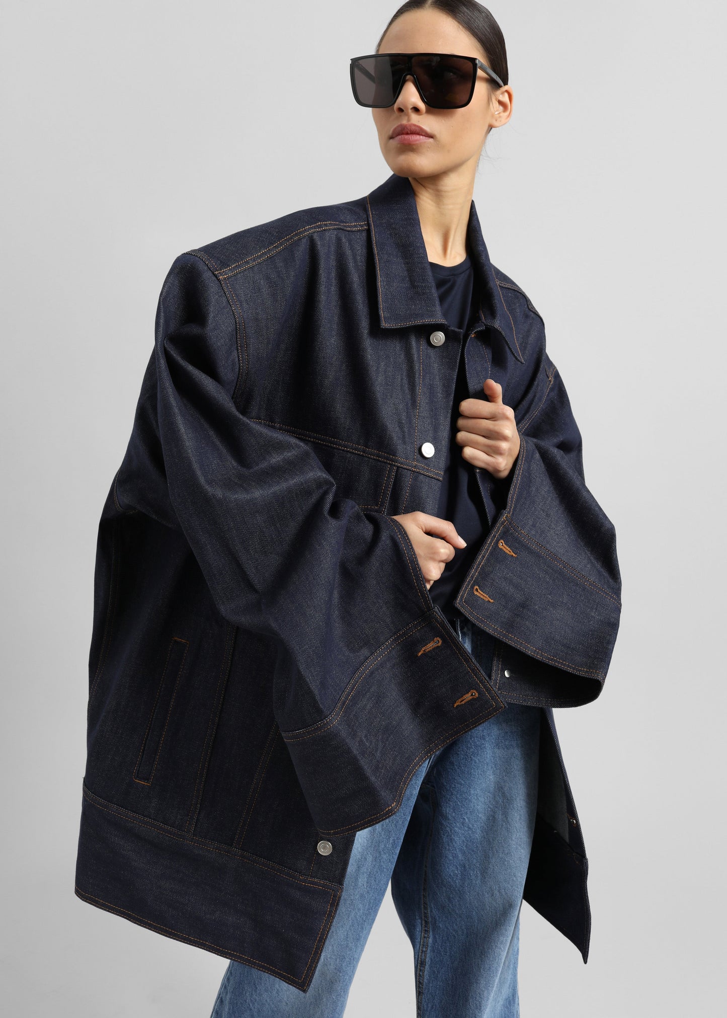 Leros Oversized Denim Jacket - Dark Wash
