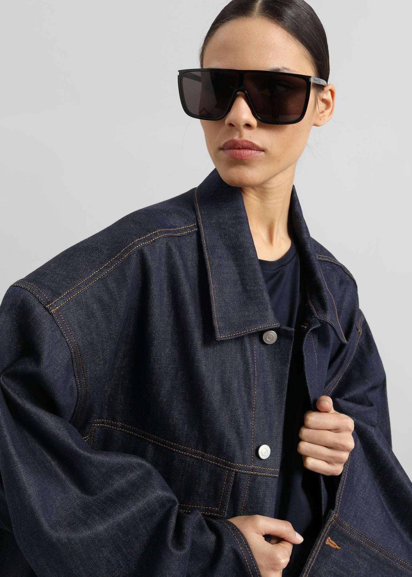 Leros Oversized Denim Jacket - Dark Wash
