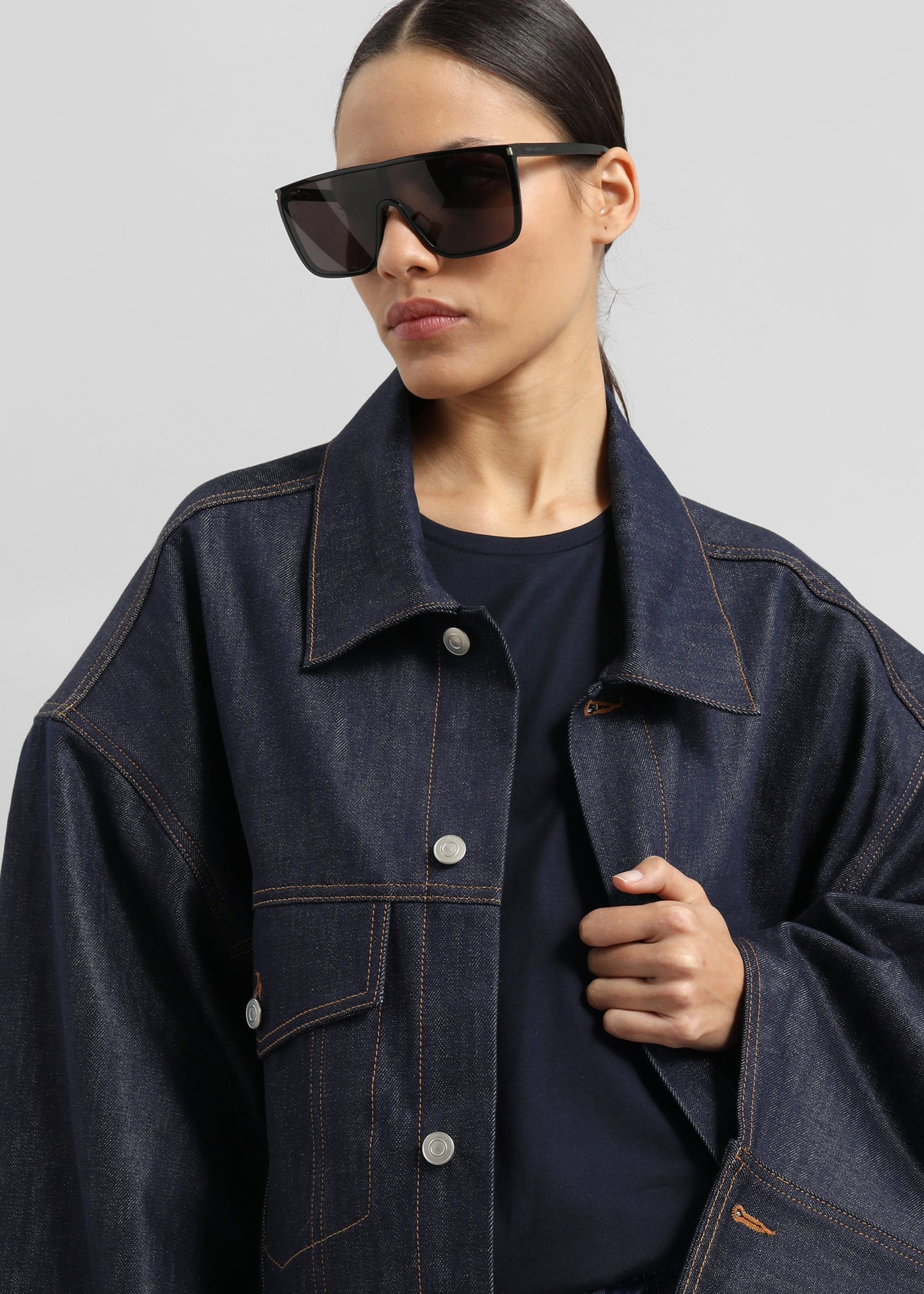 Leros Oversized Denim Jacket - Dark Wash