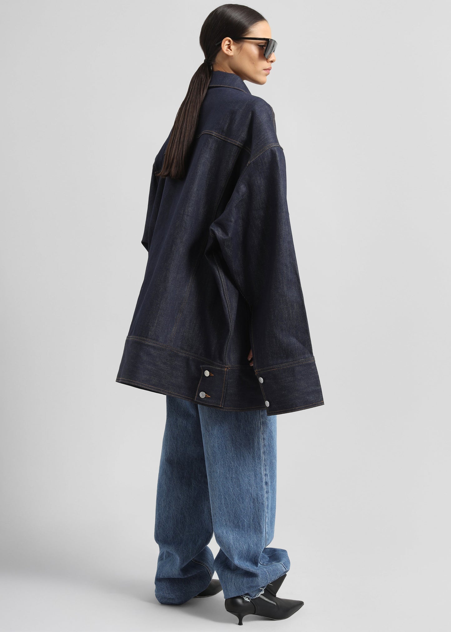 Leros Oversized Denim Jacket - Dark Wash