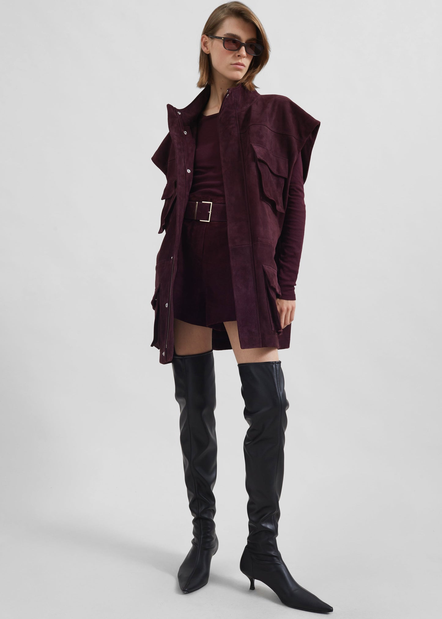 Lise Suede Shorts - Burgundy