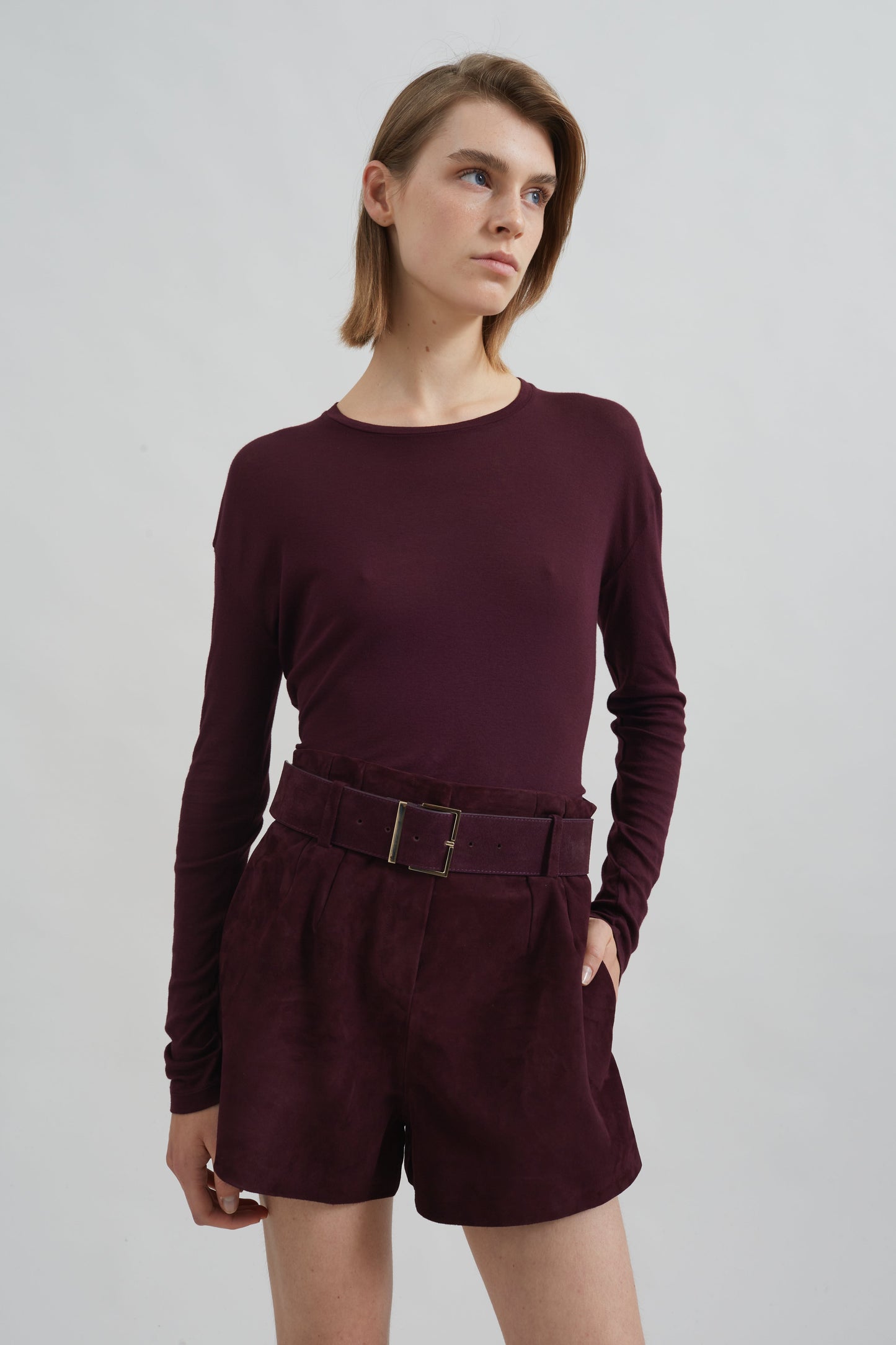 Lise Suede Shorts - Burgundy