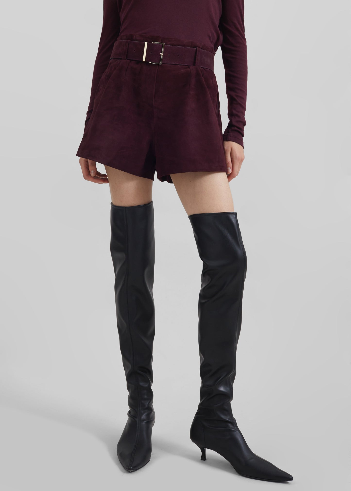 Lise Suede Shorts - Burgundy